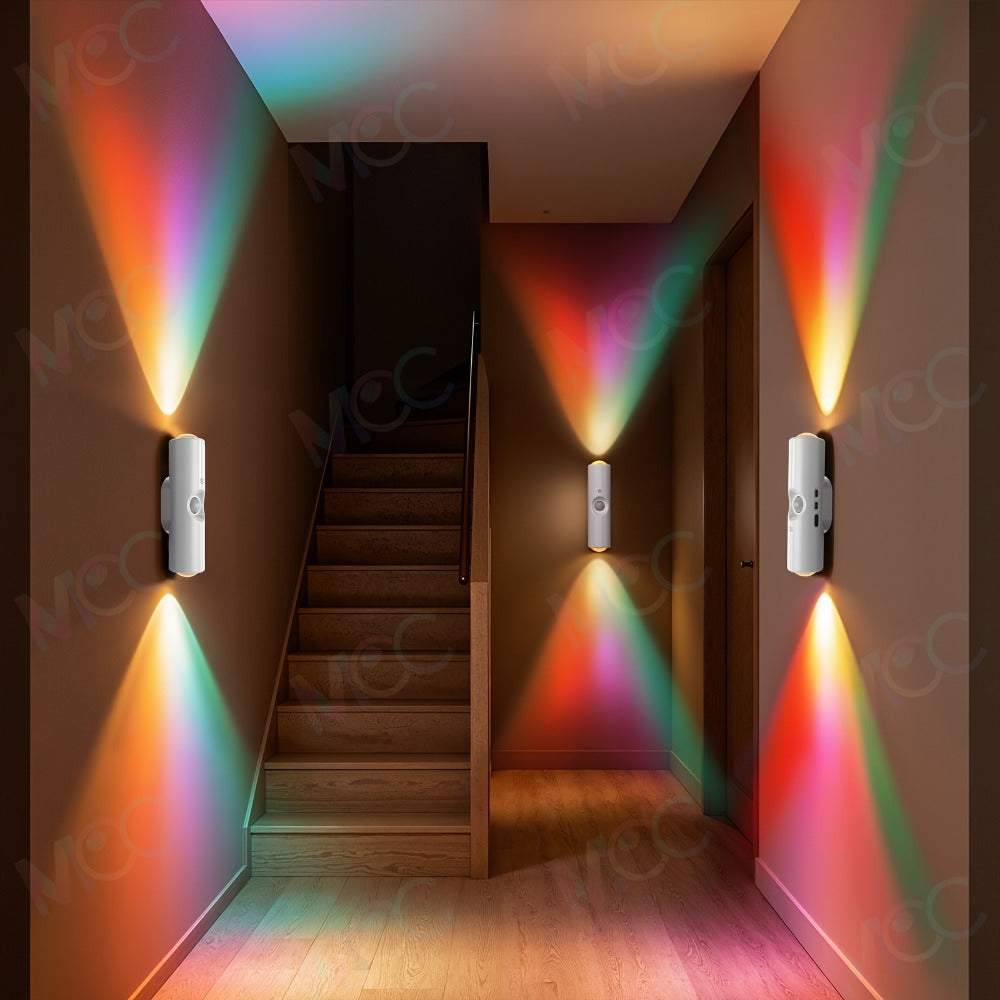 LED Magnetic Night Light Dual Voice & Motion Sensor ¨C 9 Colors Dimmable, 665mAh Battery, Drill-Free Magnetic Install for Hallway, Bedside & Storage Room Ambient Lighting