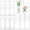 Glass Cylinder Vases Set 12 or 24pcs Clear Tall Flower Vase Candle Holder 4 Sizes for Wedding Centerpieces Home Decor Party Table Decoration DIY Candle Making