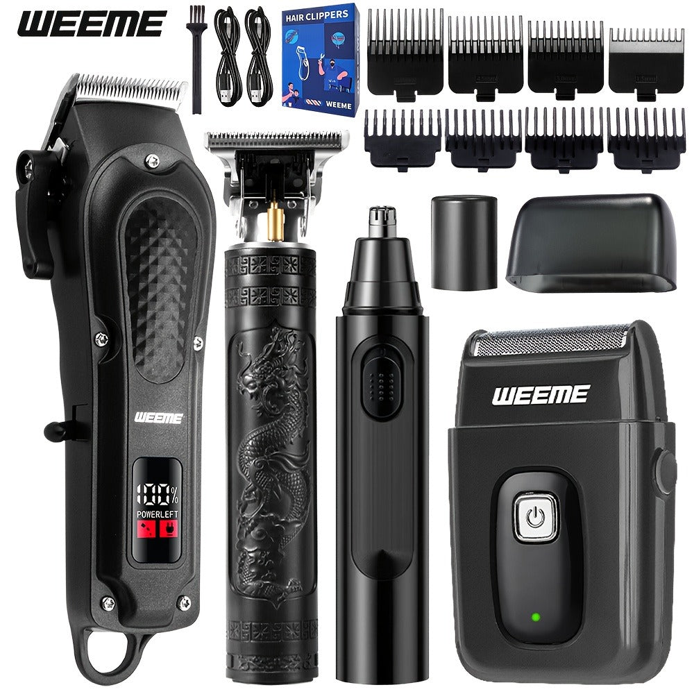 Men's Professional Hair Clipper and Trimmer Set Wireless USB Rechargeable Hair Cutting Kit for Hair and Beard Precise Grooming Gift for Dad Boyfriend Father's Day
