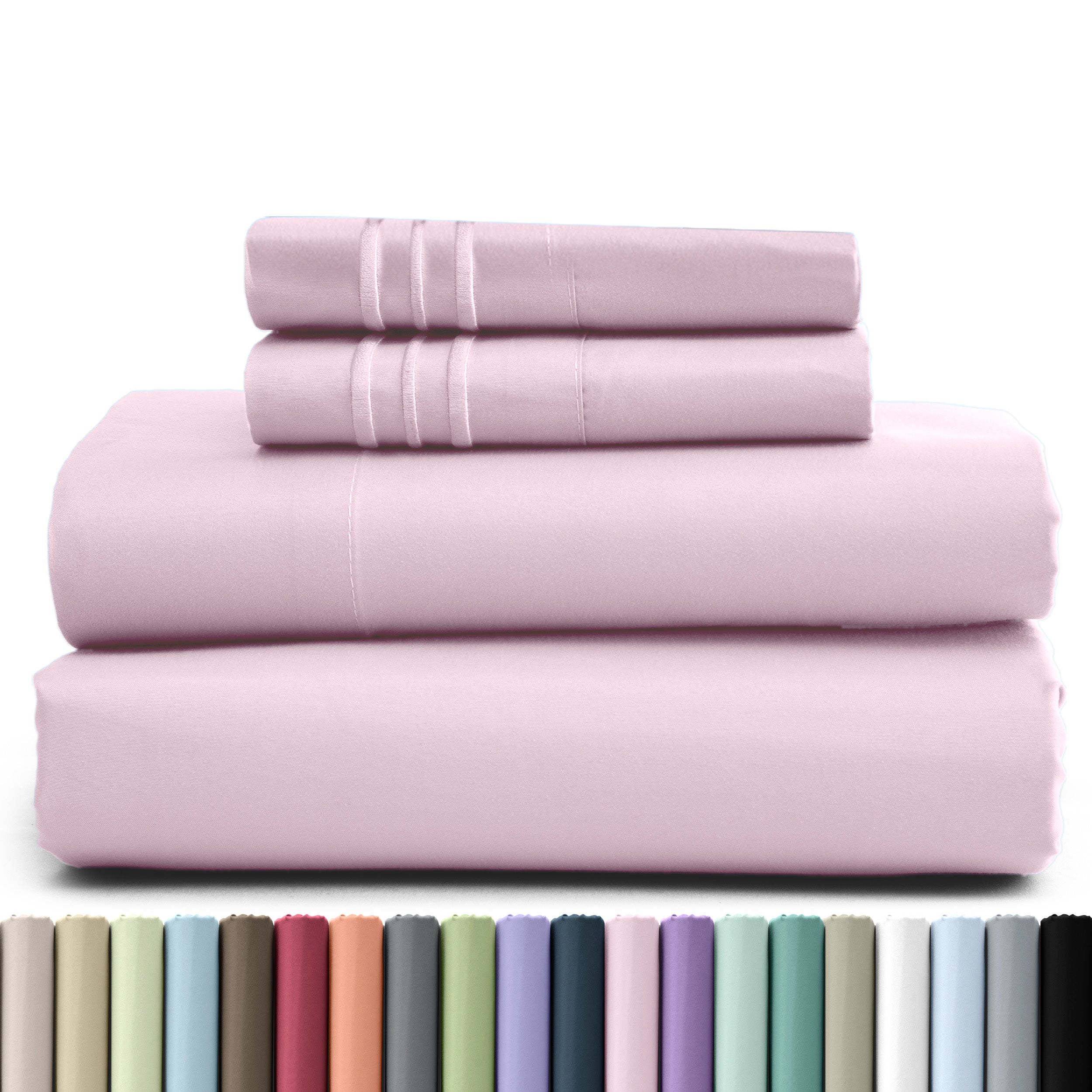 Fitted Sheet Set 4 Piece Microfiber Deep Pocket Bed Sheets - Soft Brushed Bedding Set with Pillowcases, All Season Cooling Sheet Set, 16 Inch Deep Pocket, Multiple Colors & Sizes