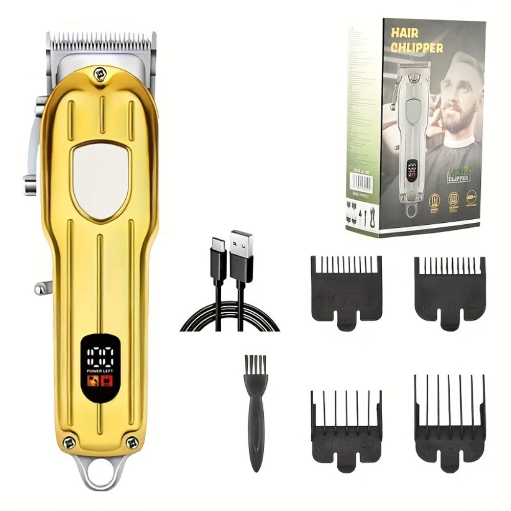 Hair Clipper Set for Men - Professional Cordless Rechargeable Hair Trimmer with LCD Display, Metal Body, Home Haircut Kit, 1 or 2 Piece Set, Father's Day & Birthday Gift for Men