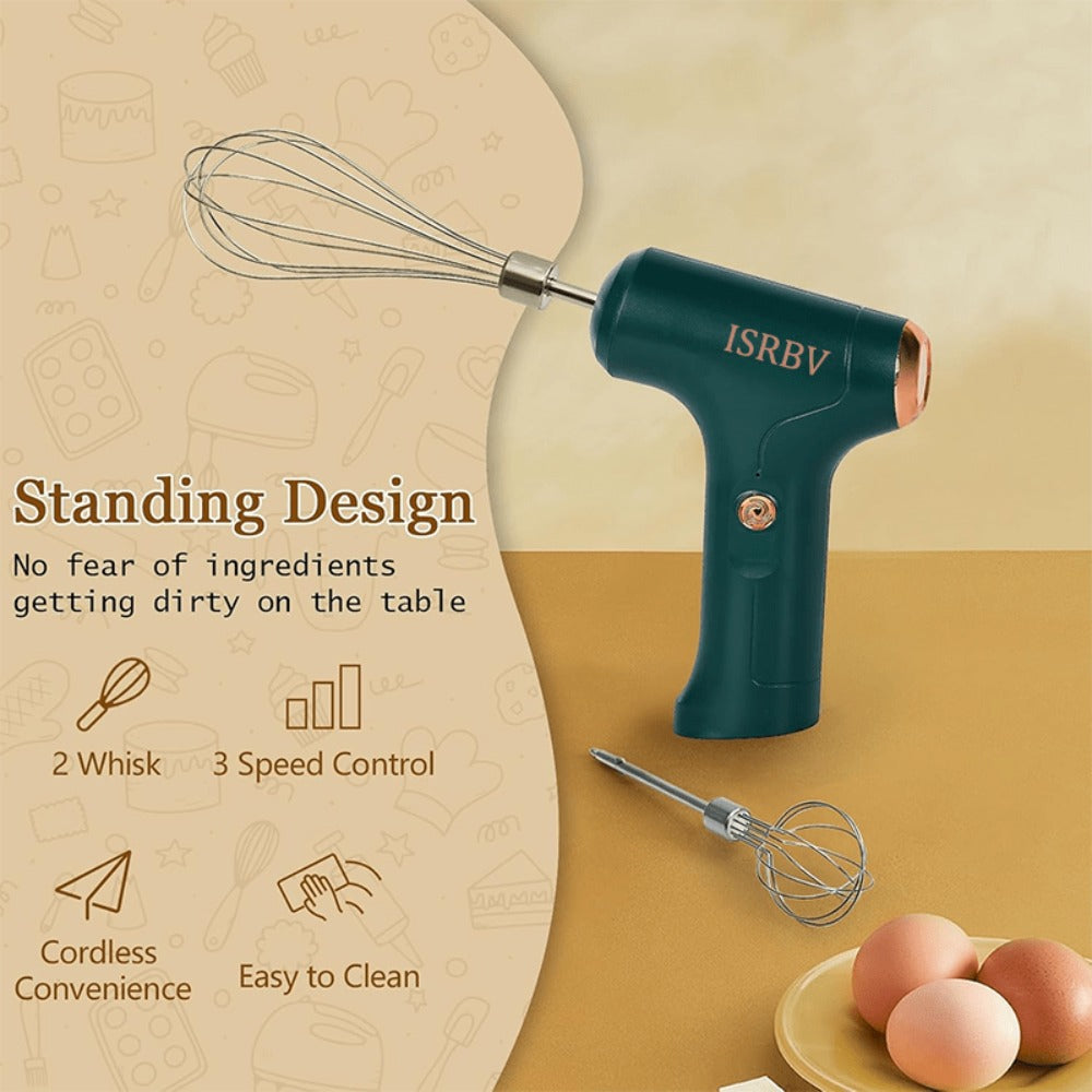 Cordless Electric Egg Beater & Cream Whipper - Handheld Stand-Up Portable Mixer for Cake Baking, Ice Cream & Whipping, Rechargeable Wireless Kitchen Mixer, Holiday Gift for Home Bakers