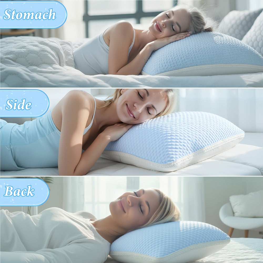 Bed Pillows 2 Pack for All Sleeping Positions, Premium Polyester Fill Pillow Set for Side Back Stomach Sleepers, Machine Washable Zipper Closure Pillows for Bedroom Dorm Guest Room, All-Season Comfort