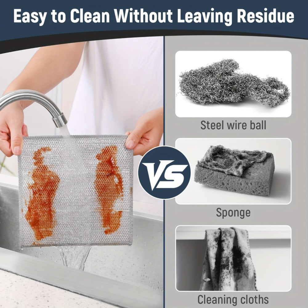 Stainless Steel Kitchen Scrubber Wire Cleaning Cloth Scratch Resistant Reusable Dish Scrubber for Pots Pans Dishes Glass Cookware 50 Pack 100 Pack