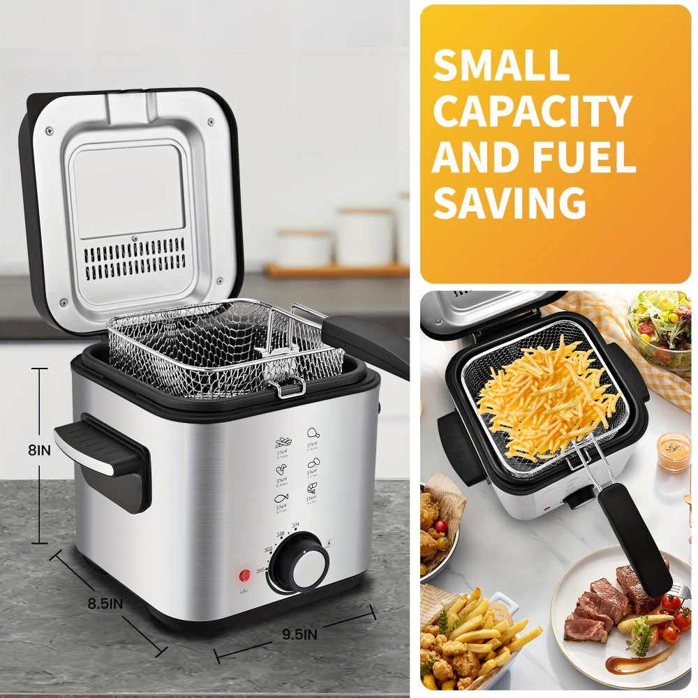 Electric Deep Fryer Stainless Steel Basket 1.5L to 6L ¨C Adjustable Temperature Foldable Handle Transparent Window Anti-Splash Lid | Dishwasher Safe Easy Clean | Home Family Dinner Party Kitchen