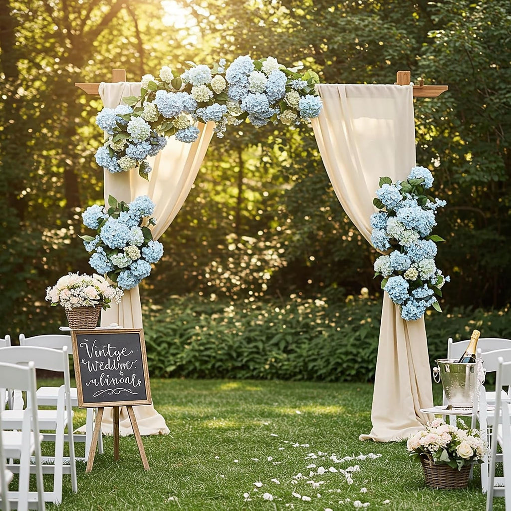 Artificial Hydrangea Flowers 20pcs 16 Inch | Silk Fake Hydrangea Stems for Wedding Home Bedroom Kitchen Decor | Birthday Christmas Exhibition Display in Blue White