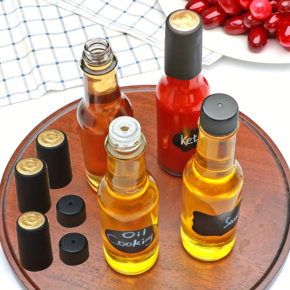 Small Sauce Bottles with Lids 5oz Sealed Inner Cover Set for Hot Sauce Salad Dressing Tomato Sauce Blueberry Fruit Vinegar - Kitchen Storage Condiment Bottles 12 16 24 36 Pack