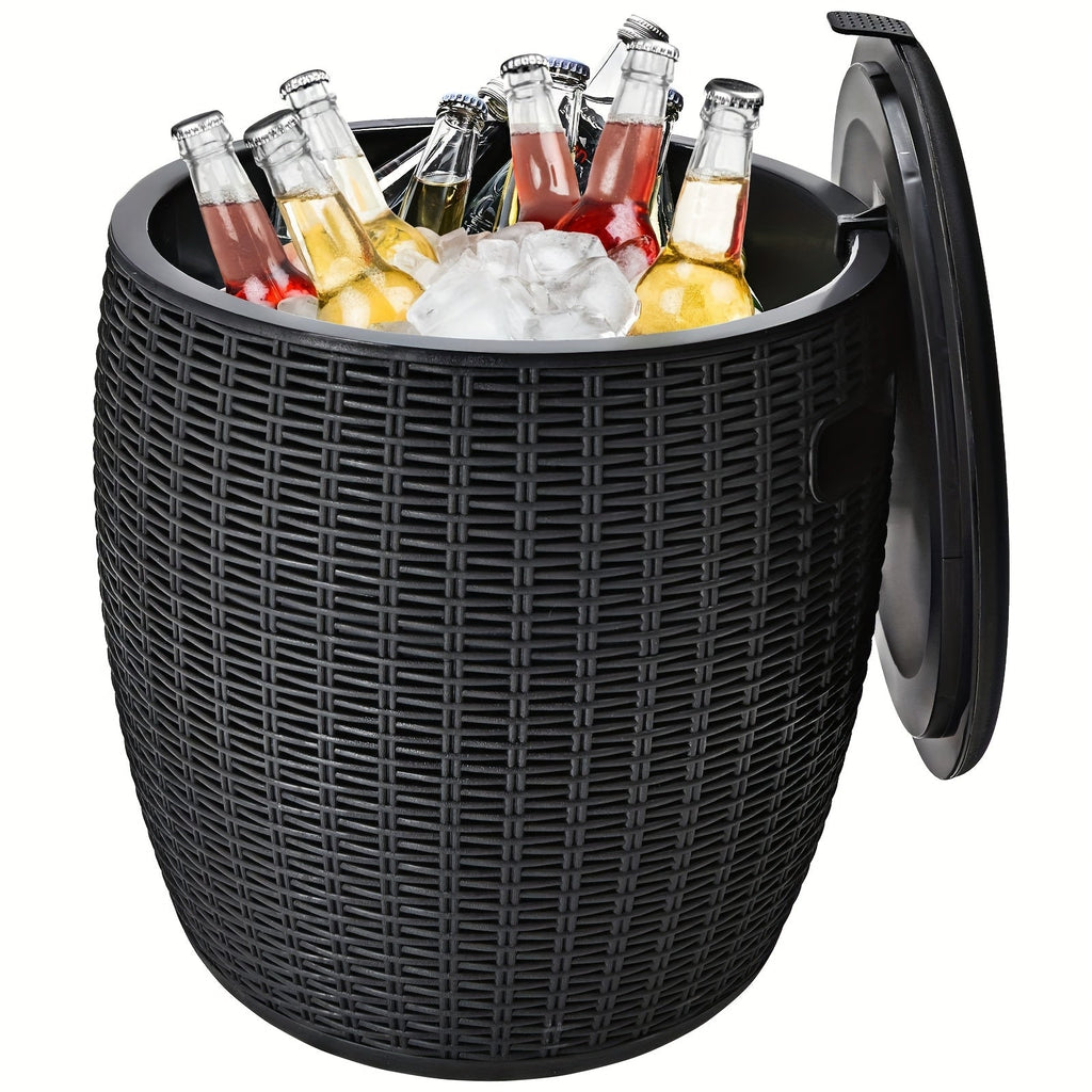 Insulated Ice Bucket with Drain Plug - Large Capacity Food-Grade Plastic Cooler for Parties, Camping, BBQ & Outdoor Events