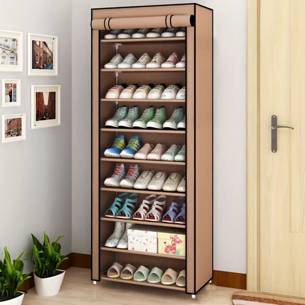 10-Layer Shoe Rack with Dust Cover ¨C Non-Woven Portable Shoe Cabinet Organizer for Entryway, Bedroom & Dormitory Storage