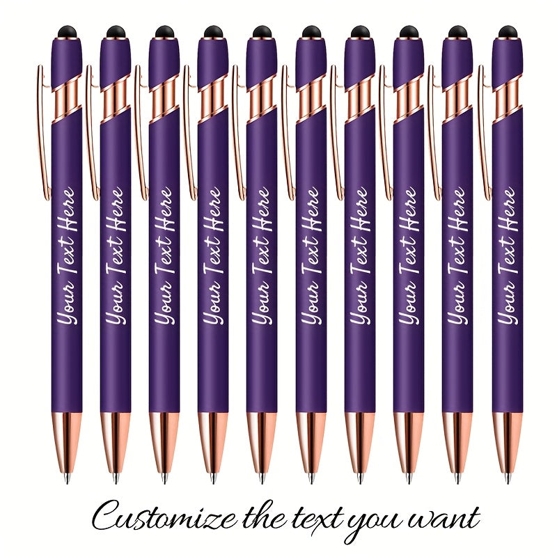 Personalized Metal Ballpoint Pens 10pcs Custom Engraved with Name or Logo - Smooth Black Ink, Elegant Business Gift Pens for Daily Office Use, Christmas, Thanksgiving, Halloween, Corporate Giveaways
