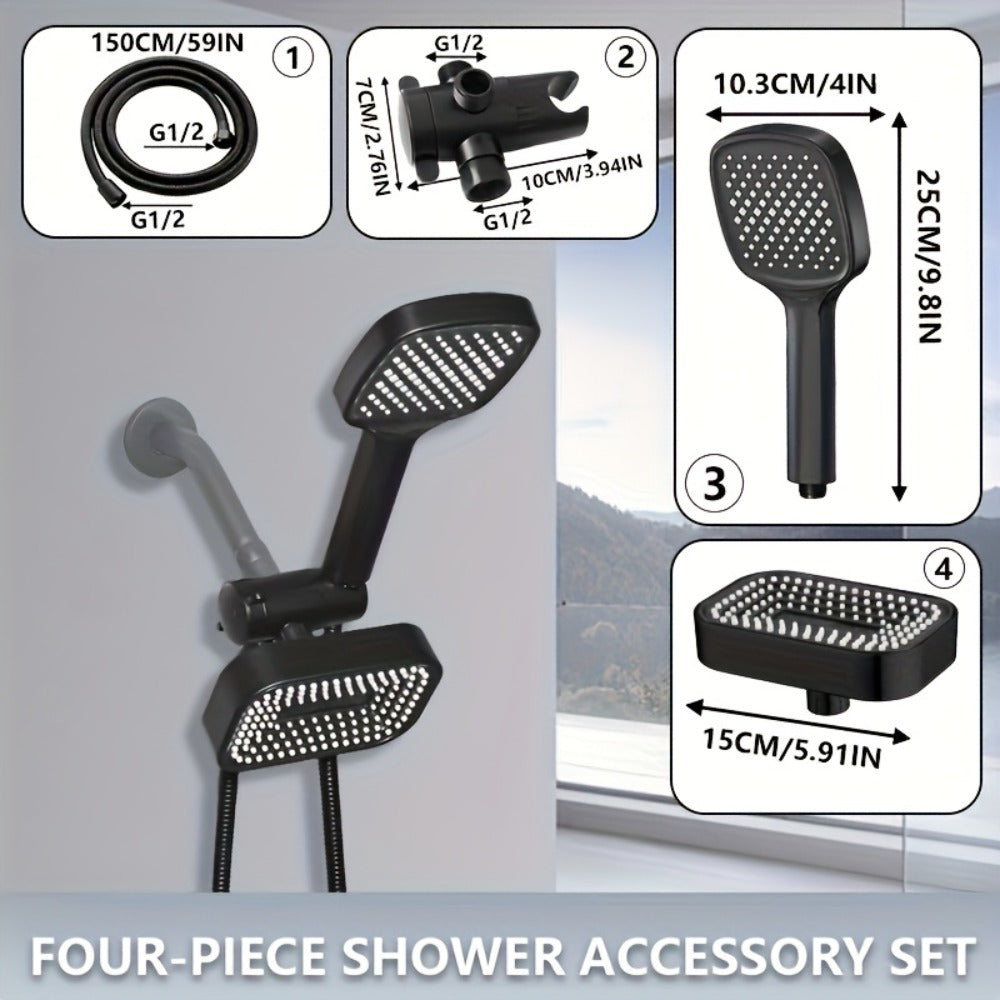 2-in-1 High Pressure Handheld Shower Head Set with Rain Showerhead ¨C Long Hose T-Valve ABS Wall Mount Bathroom Upgrade
