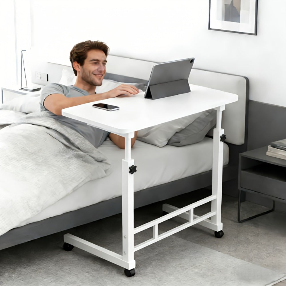 Overbed Table Adjustable Height ¨C Hospital-Grade Nursing Bedside Table with Independent Storage Compartments for Elderly & Patient Care | Portable Auxiliary Tray Table, 8 Colors