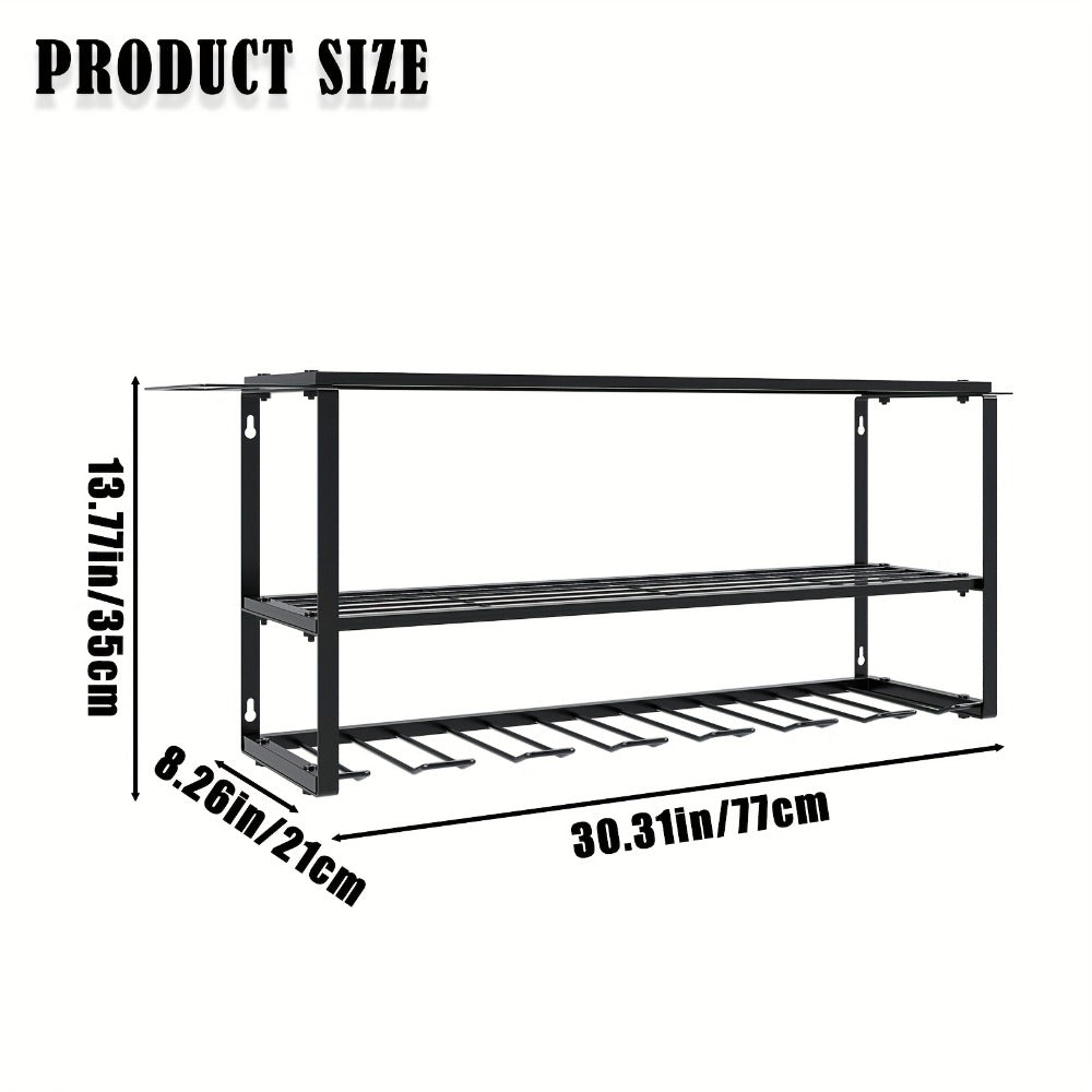 Wall Mount Power Tool Storage Rack, Heavy-Duty 150 Lb Steel 3-Tier & 4-Tier Garage Tool Organizer with 7 Bit Holders ¨C Workshop Shed Basement Wall Storage