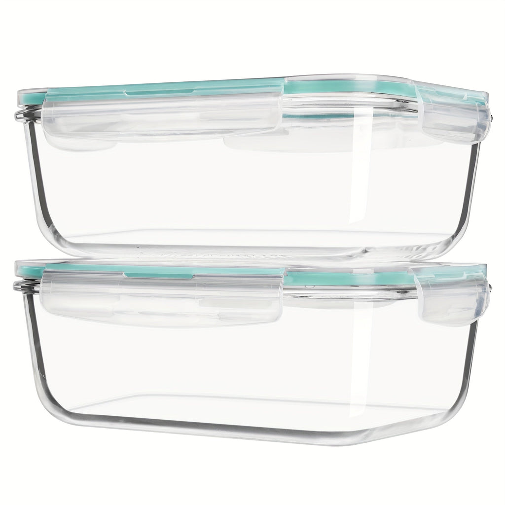Large Glass Food Storage Containers with Lids 2 Pack ¨C 63oz Borosilicate Glass Meal Prep Containers, Airtight Snap Lids, Oven Microwave Freezer Dishwasher Safe, Leak-Proof Baking Dish Set