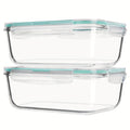 Large Glass Food Storage Containers with Lids 2 Pack ¨C 63oz Borosilicate Glass Meal Prep Containers, Airtight Snap Lids, Oven Microwave Freezer Dishwasher Safe, Leak-Proof Baking Dish Set
