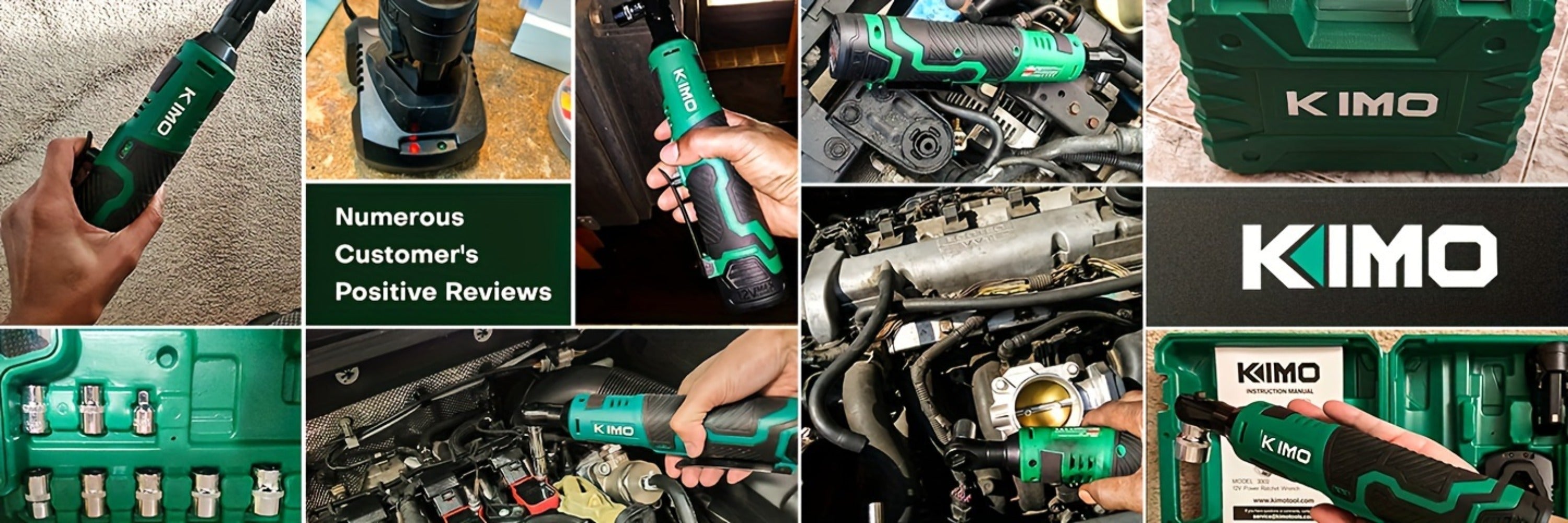 Cordless Ratchet Wrench 3/8 Inch 12V ¨C KIMO 40ft-lb Torque Power Ratchet Set with 2.0Ah Battery, Fast Charger & 8 Sockets