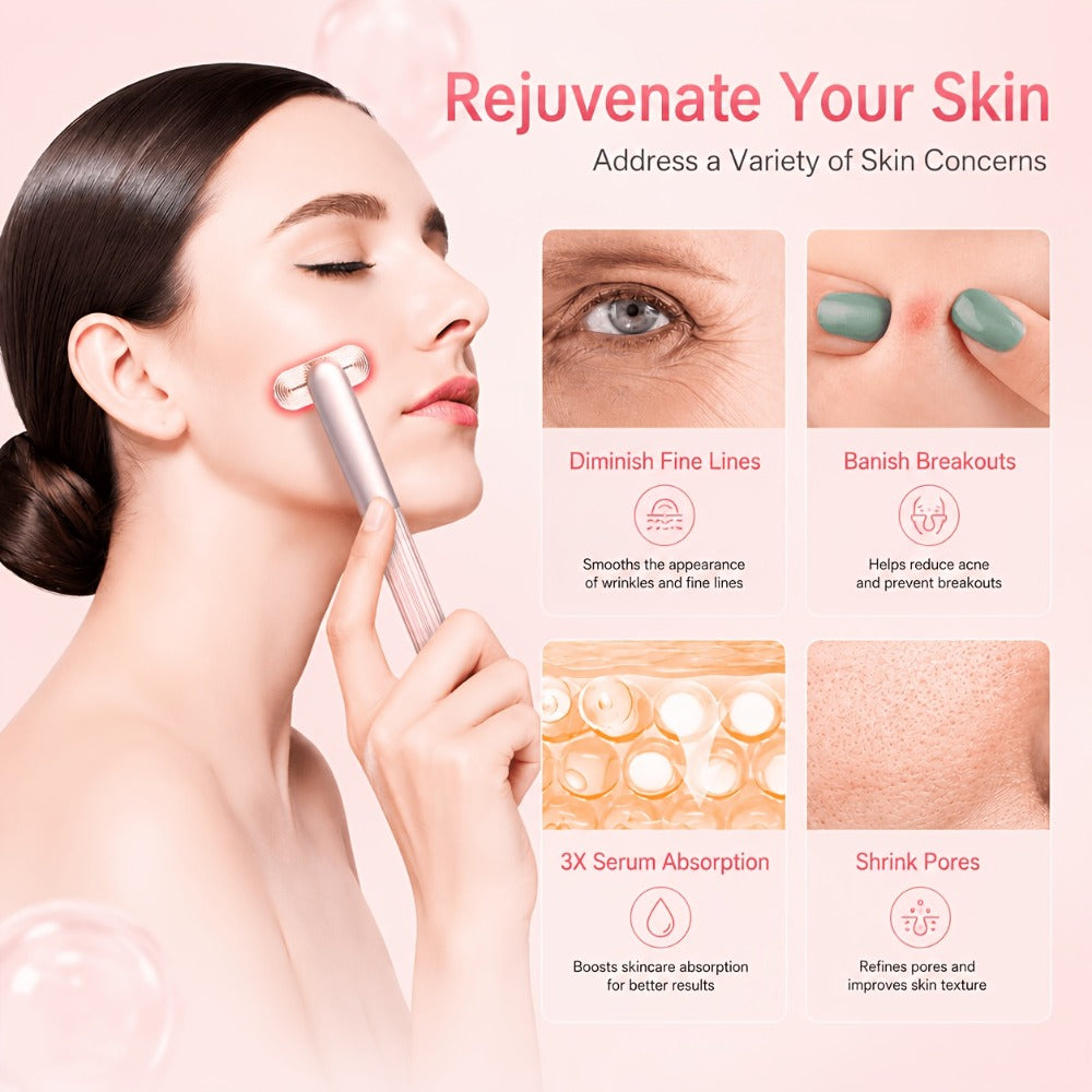 Red Light Therapy Facial Massager - Vibration & Negative Ion Skin Tightening Device for Acne Reduction, Wrinkle Removal & Eye Bag Treatment, Anti-Aging Face Care Beauty Tool for Women & Men