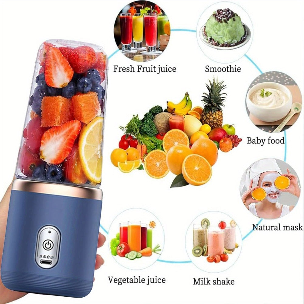 Portable Blender Personal Smoothie Blender USB Rechargeable 6-Blade 13.5oz Travel Cup Mini Blender for Shakes Fruit Juice ¨C Kitchen Home Gym Travel Use