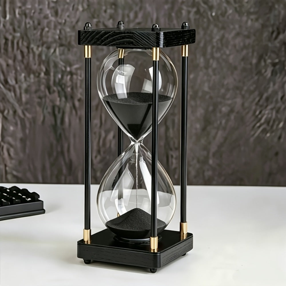 Hourglass Timer 60 Minute Wooden Sand Timer Decorative Glass - Vintage Home Decor for Kitchen, Office & Bedroom | Great Gift for Birthday, Christmas, Valentine's Day & Thanksgiving | 11.81x3.74in