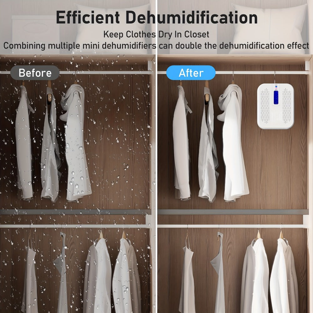 Mini Rechargeable Dehumidifier ¨C Portable Silica Gel Moisture Absorber for Closet, Bathroom, Car, Wardrobe & Bookcase, Reusable Small Dehumidifier with Color-Changing Crystals, Up to 35 Sq Ft Coverage