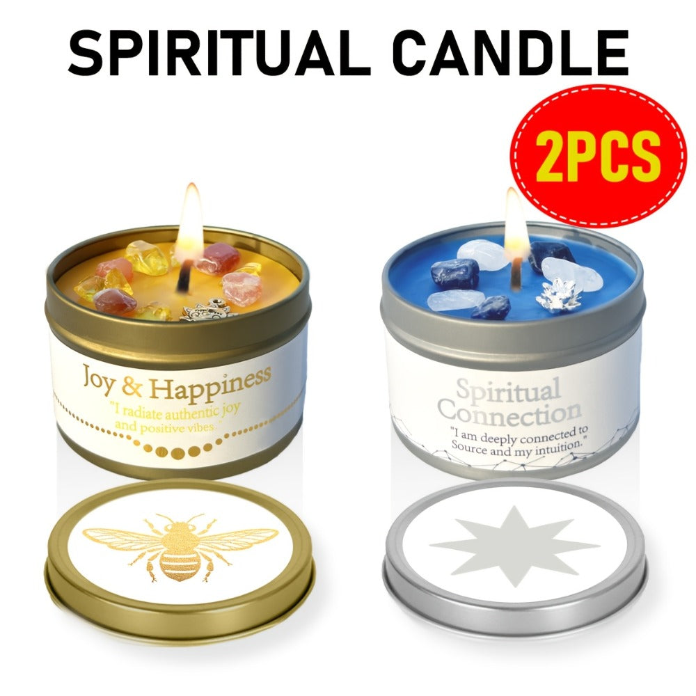 Manifestation Candles Scented Soy Wax with Crystal & Guidance Card for Meditation Yoga Focus | Law of Attraction Abundance Candle | Christmas Birthday Gift for Women