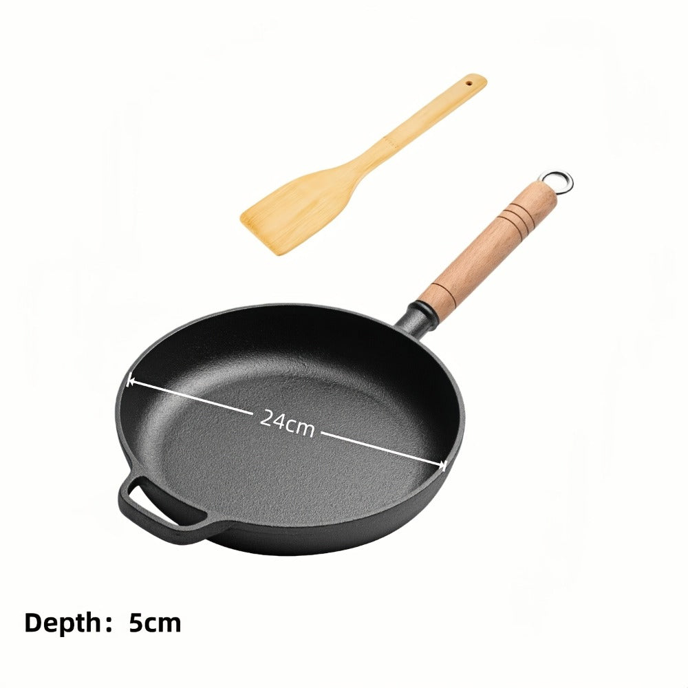 Cast Iron Skillet Non-stick Flat Pan 8.27/9.45/10.63 Inch for Pancakes Eggs & Crepes ¨C Induction Gas Campfire Compatible Breakfast Griddle Pan for Indoor Outdoor Cooking