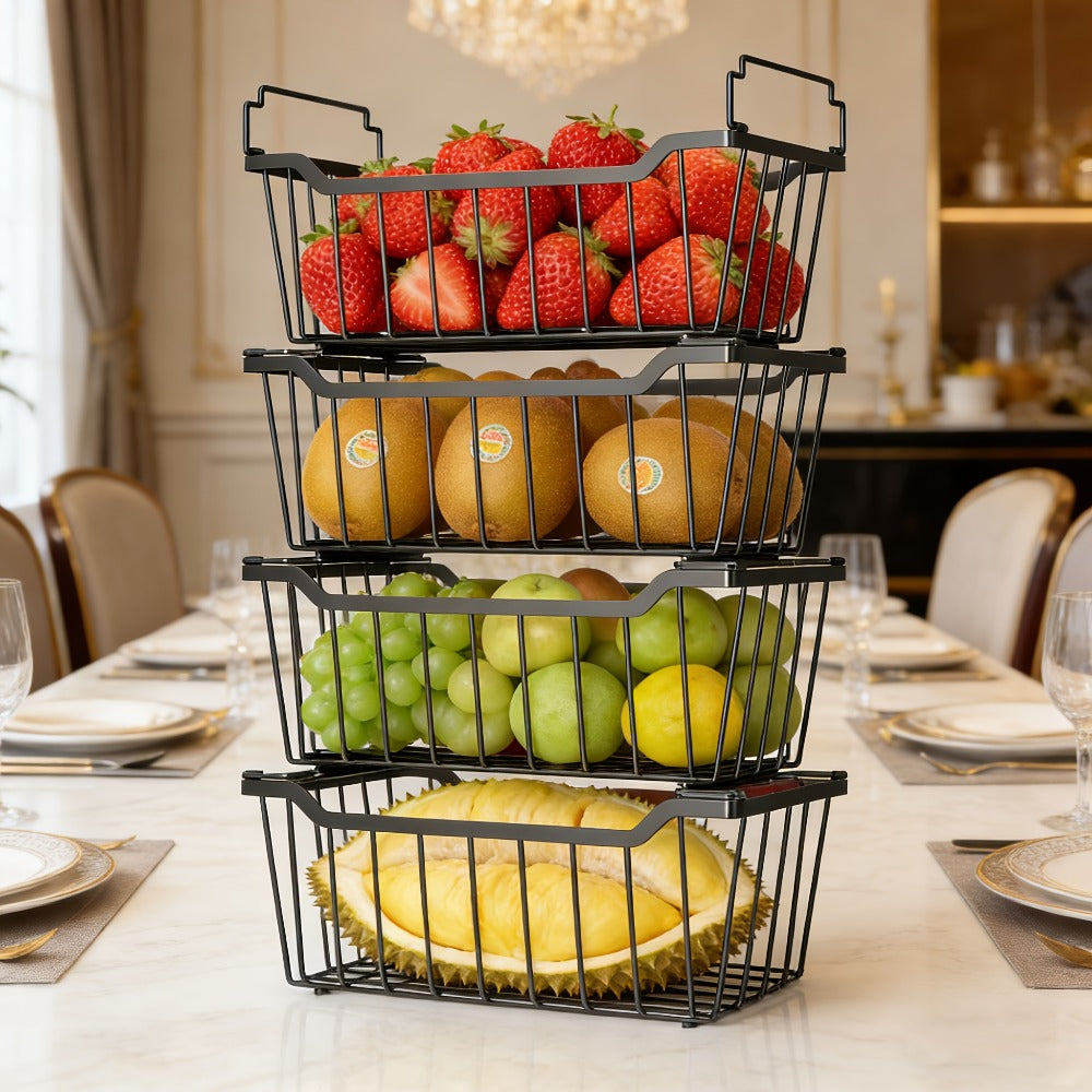 Freezer Organizer Bins Stackable with Foldable Handle - Chest Freezer Storage Baskets Rack, Space Saving Refrigerator Organizer Bins, 4 or 8 Pack