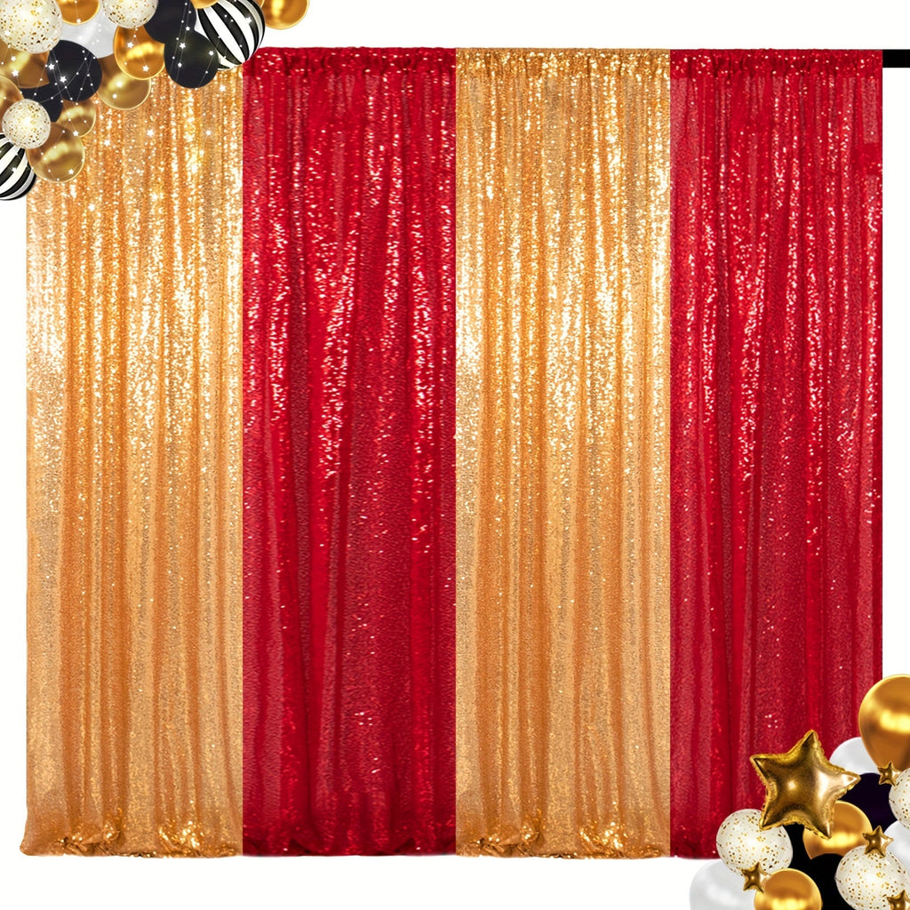 Sequin Backdrop Curtain 4 Panels 2FTx8FT ¨C Shimmer Glitter Background for Wedding Party Photo Booth Decoration