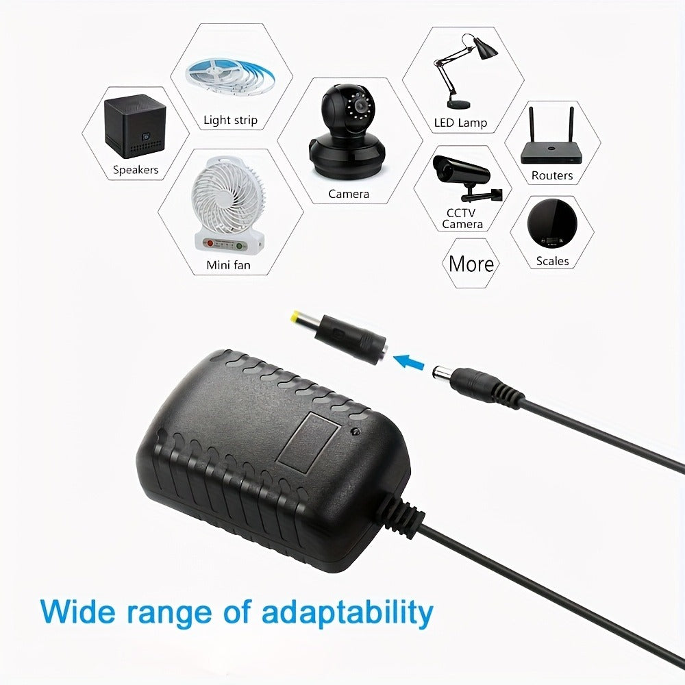 12V 2A AC DC Power Supply Adapter 11-in-1 with 10 Tips 100-240V 50-60Hz Universal DC Transformer for LED Light CCTV Camera Router BT Speaker GPS Webcam 4.9ft Cord