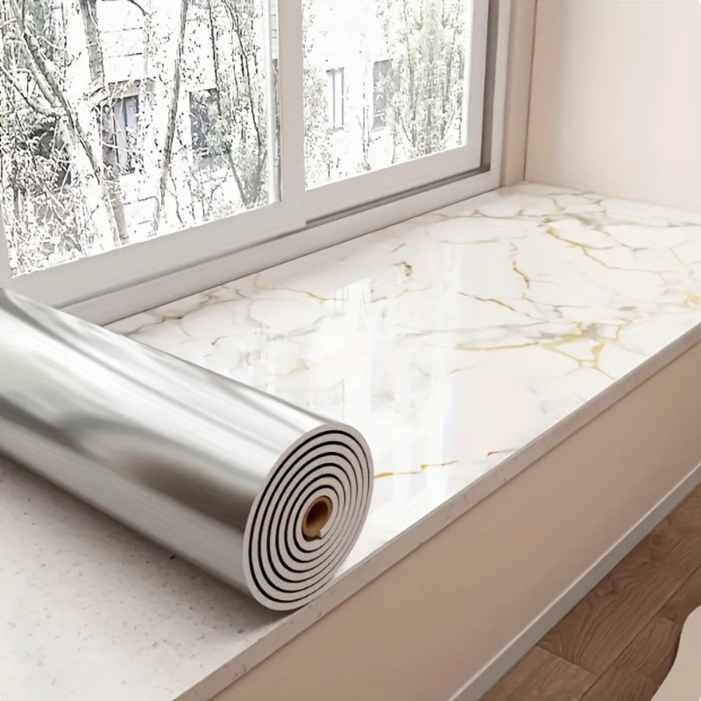 3D Marble Peel and Stick Wall Tile Stickers Self Adhesive Removable Wallpaper Roll for Kitchen Backsplash Bathroom Living Room Bedroom Wall Decor Glitter Glam Glossy Finish
