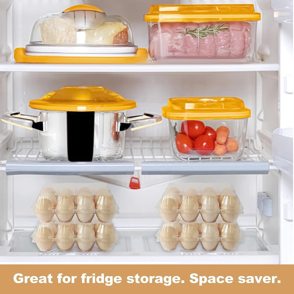 52/104-Pack Clear Plastic Egg Cartons Bulk with Sticker Labels - Reusable 12-Count Egg Containers for Home Farm Market Display