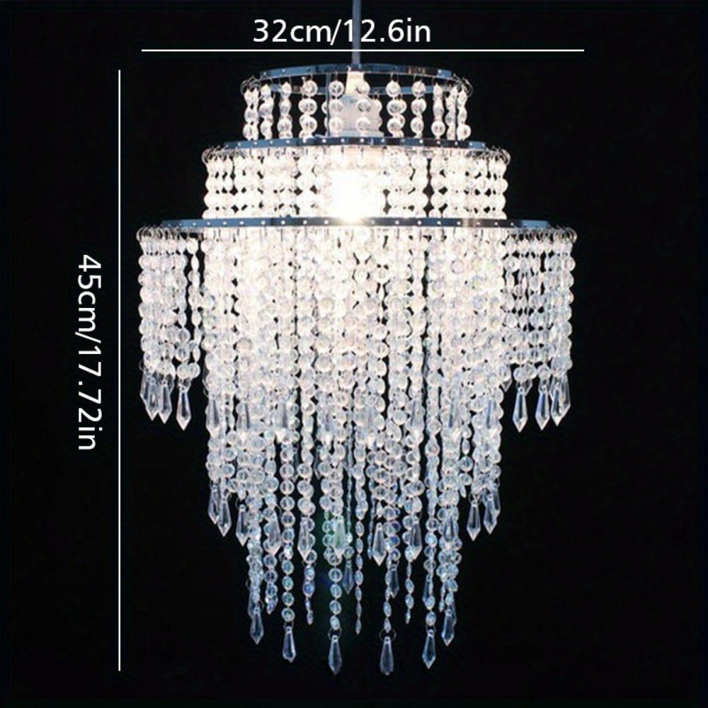 Crystal Beaded Chandelier Lampshade Acrylic Sparkling Droplets Elegant Ceiling Light Fixture Cover for Wedding Party Home Decor Multiple Sizes Branch Style Beadwork Pendant Shade