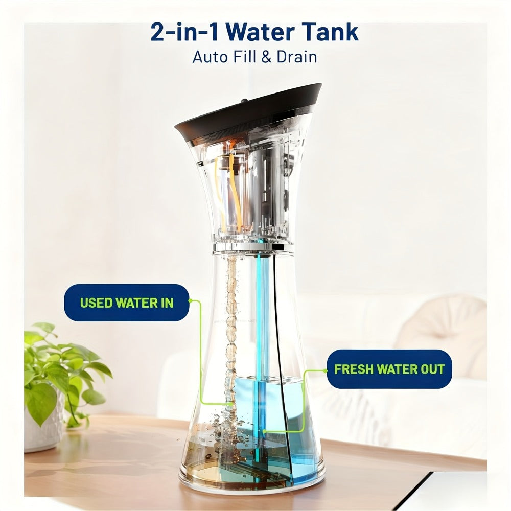 Electric Ear Irrigation Kit Upgraded 4-Speed Dual Tank Design ¨C 6 Tips Hydraulic Ear Wax Removal with Water Temp Sensor, Visual Waste Tank, USB Rechargeable, Nozzle Belt, Safe Home Ear Cleaner