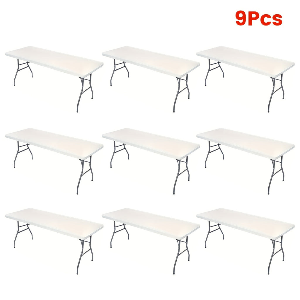 Stretch Table Covers 6Ft Washable Elastic Rectangle Tablecloth for Parties Weddings Picnics Camping, Spandex Polyester Blend, Fits Standard 6 Foot Tables, Set of 3 6 9 or 12, Black White Blue