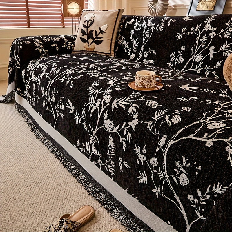 Sofa Cover Chenille Thickened Non-Slip Couch Slipcover Floral Pattern for Living Room Office Pet-Safe All-Season ¡ª 1 2 3 4 Seater Sizes