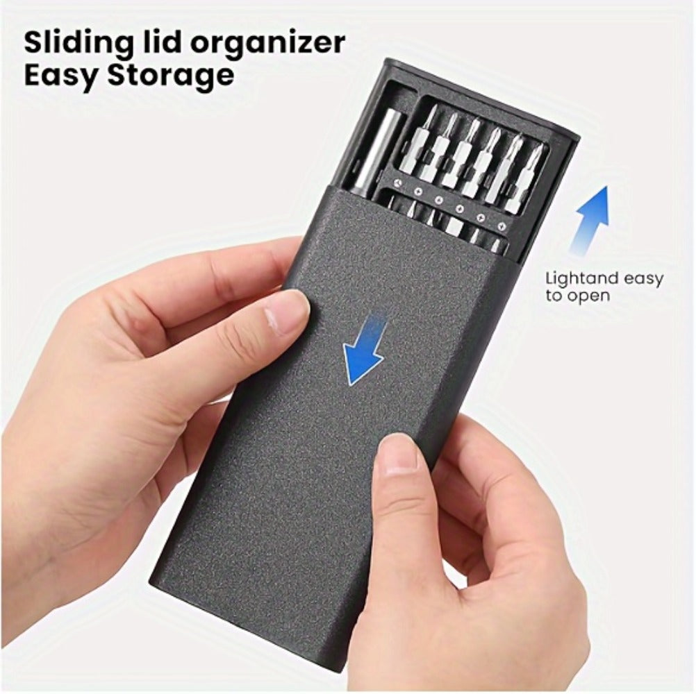 Precision Screwdriver Set 24-in-1 Multi-Functional Phone Tablet Laptop Repair Tool Kit Magnetic Bit Disassembly Removal Tools for Electronics Watch Glasses Computer DIY Repair Black Gray