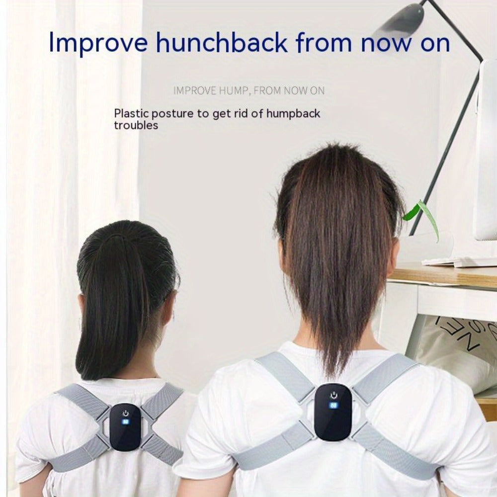 Smart Posture Corrector with Vibration Alert, Wireless Rechargeable Posture Trainer & Back Support Belt for Men Women, Adjustable Spine Correction Device for Office Gym, Hand-Washable Pink Gray Black