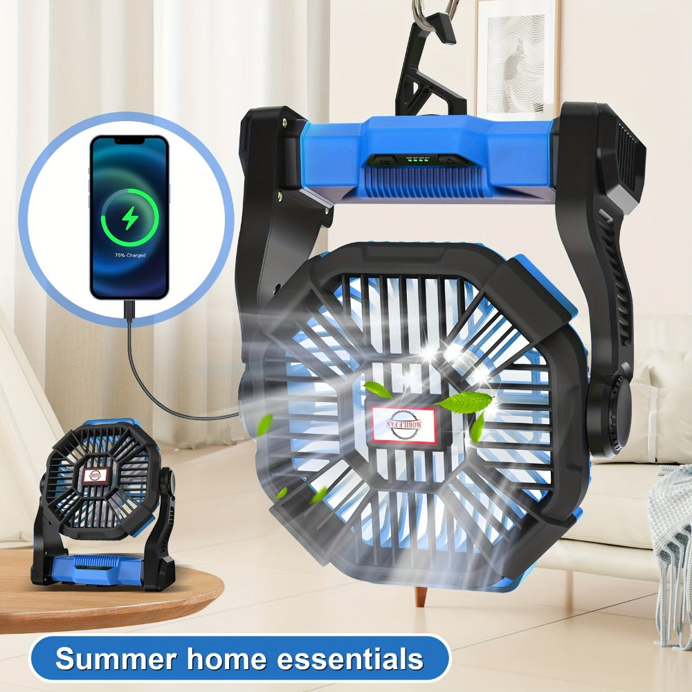 Camping Fan with LED Lantern, 3-in-1 Battery Powered Portable Fan Light for Tent Outdoor, Rechargeable Electric Fan with Timer 360¡ã Rotation, for Camping Hiking Barbecue Travel Emergency
