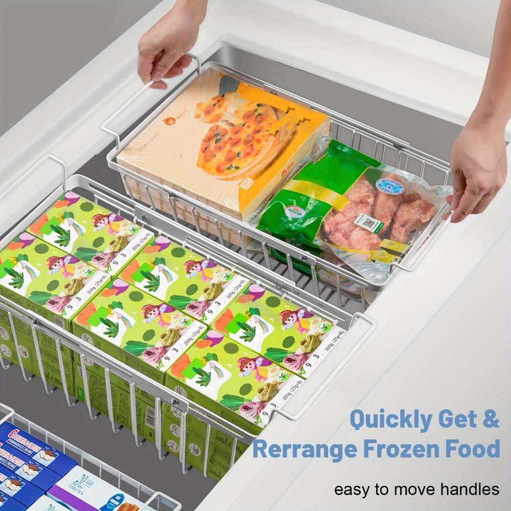 Freezer Organizer Bins, Expandable Chest Freezer Baskets with Hanging Handles ¨C Adjustable Wire Basket 15.6¡± to 24.3¡±, Heavy-Duty Iron Rust-Proof Deep Freezer Storage for Most Chest Freezers, 2 Pack