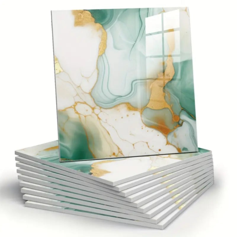 Self-Adhesive PVC Marble Tile Stickers 20pcs 30x30cm Waterproof Wall Panels for Bathroom Kitchen Living Room Backsplash Decor