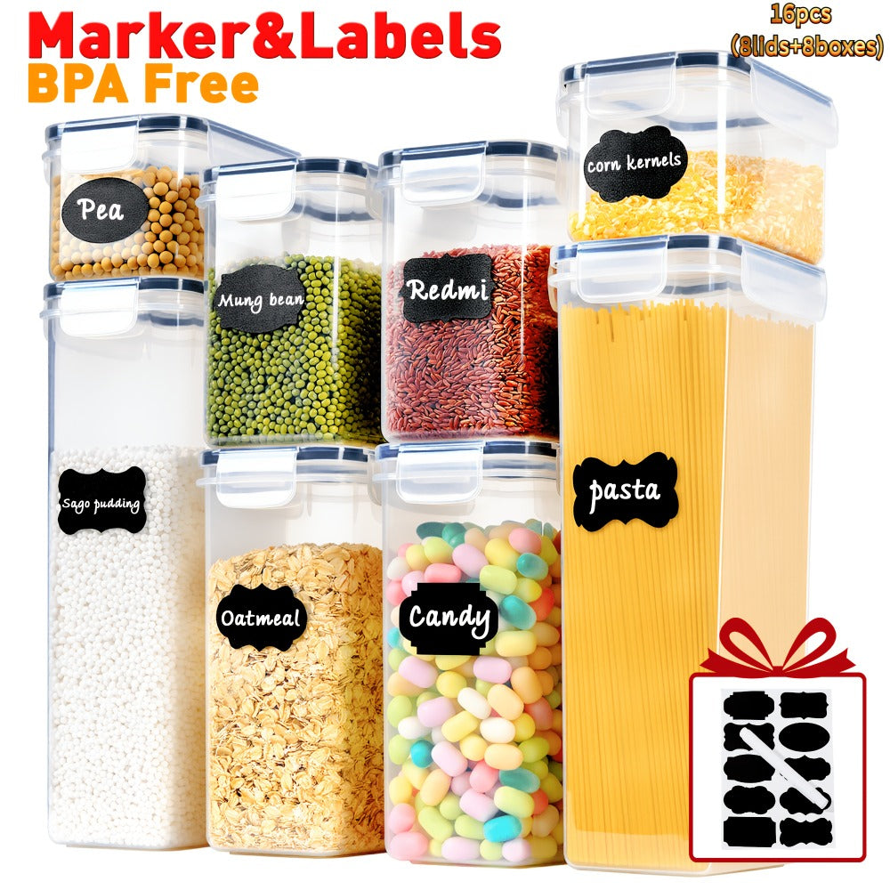 Airtight Food Storage Containers with Lids, BPA Free Leakproof Stackable Kitchen Organizer Set for Grain Nuts Cereal Pasta Dog Cat Food, with Labels & Marker
