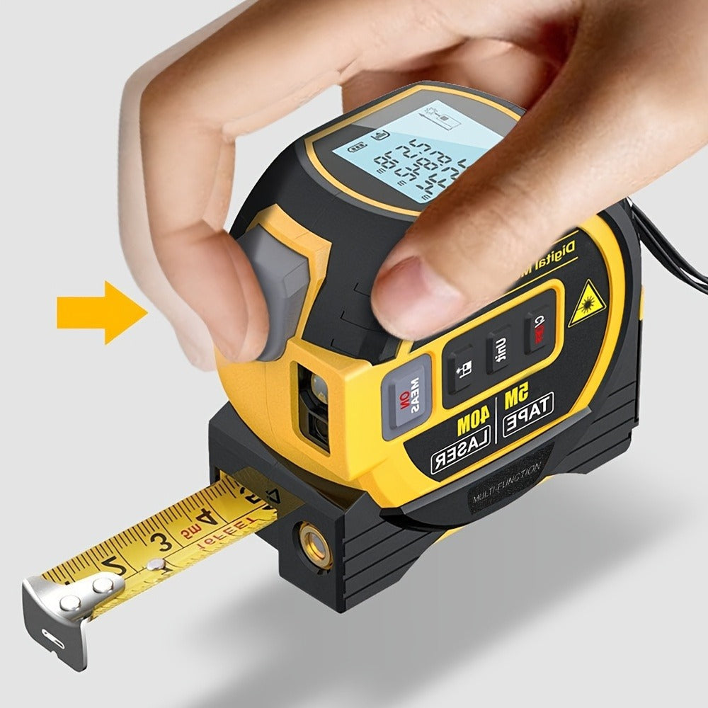 Laser Distance Meter 3-in-1 60M Laser Rangefinder with 5M Tape Measure Laser Cross Line Area Volume Pythagorean Measurement 20 Data Memory for Construction Housing Survey