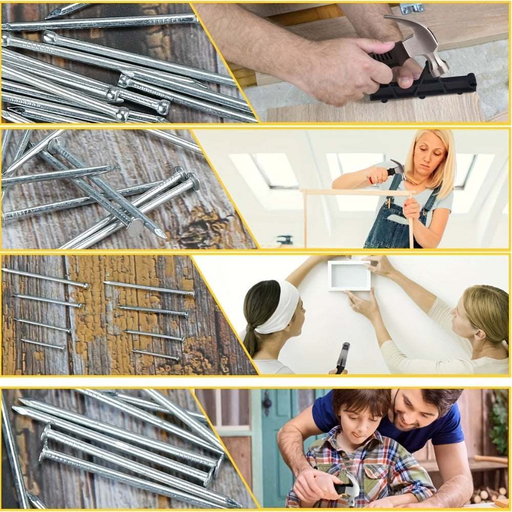 Claw Hammer & 700-Piece Nail Kit ¨C 8oz or 16oz Forged Steel Magnetic Hammer with Galvanized Picture Hanging & Finishing Nails, Home Repair & DIY Wall Hanging Tool Set