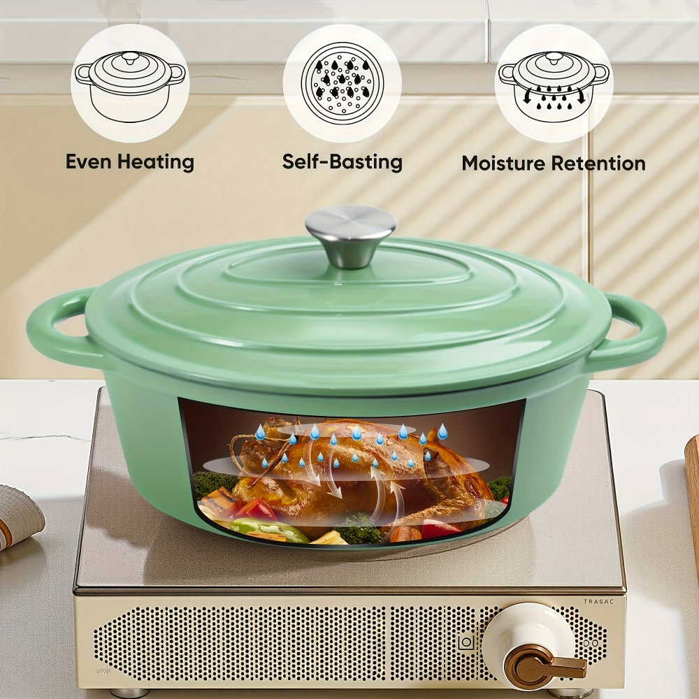 Enameled Cast Iron Dutch Oven 4.5QT with Lid & Dual Handles - Even Heat Distribution, Non-Stick Enamel Interior, for Bread Baking, Slow Cooking, Braising & Roasting, Compatible with All Stovetops & Oven