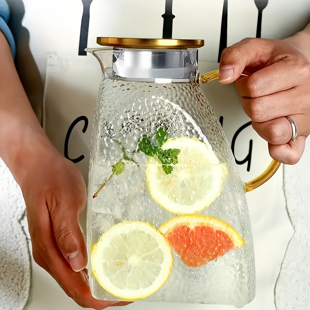 Glass Water Bottle Kettle Set ¨C Heat-Resistant Large Capacity Fridge Door Storage with Cleaning Brush & Long Spoon ¨C Perfect for Iced Tea, Cold Brew Coffee, Juice & Infused Water