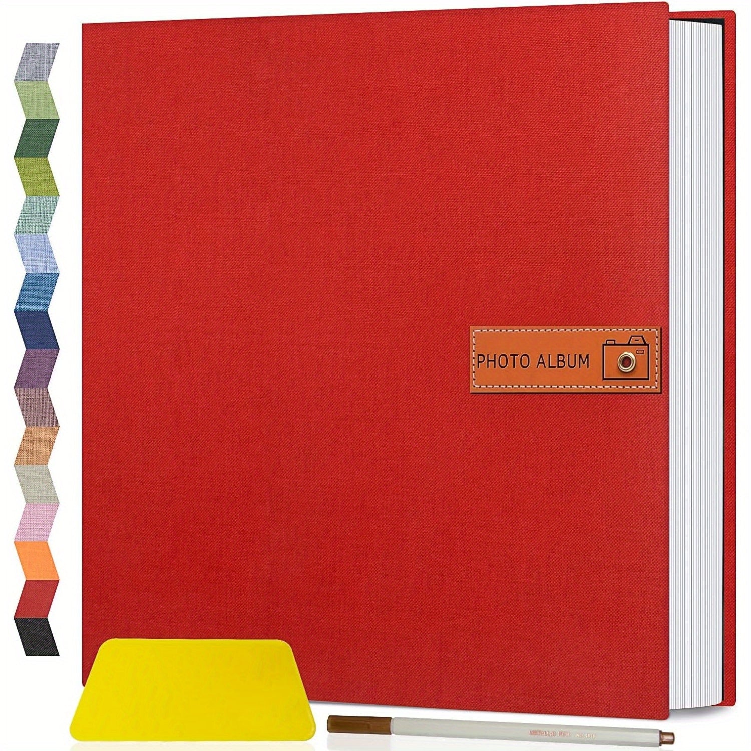 Self Adhesive Photo Album Scrapbook ¨C Large Linen Cover Memory Book for 4x6 5x7 8x10 Photos, DIY Picture Book with Metal Pen, Gift for Mom, Baby, Wedding, Valentine's Day & Mother's Day, 40 & 60 Pages