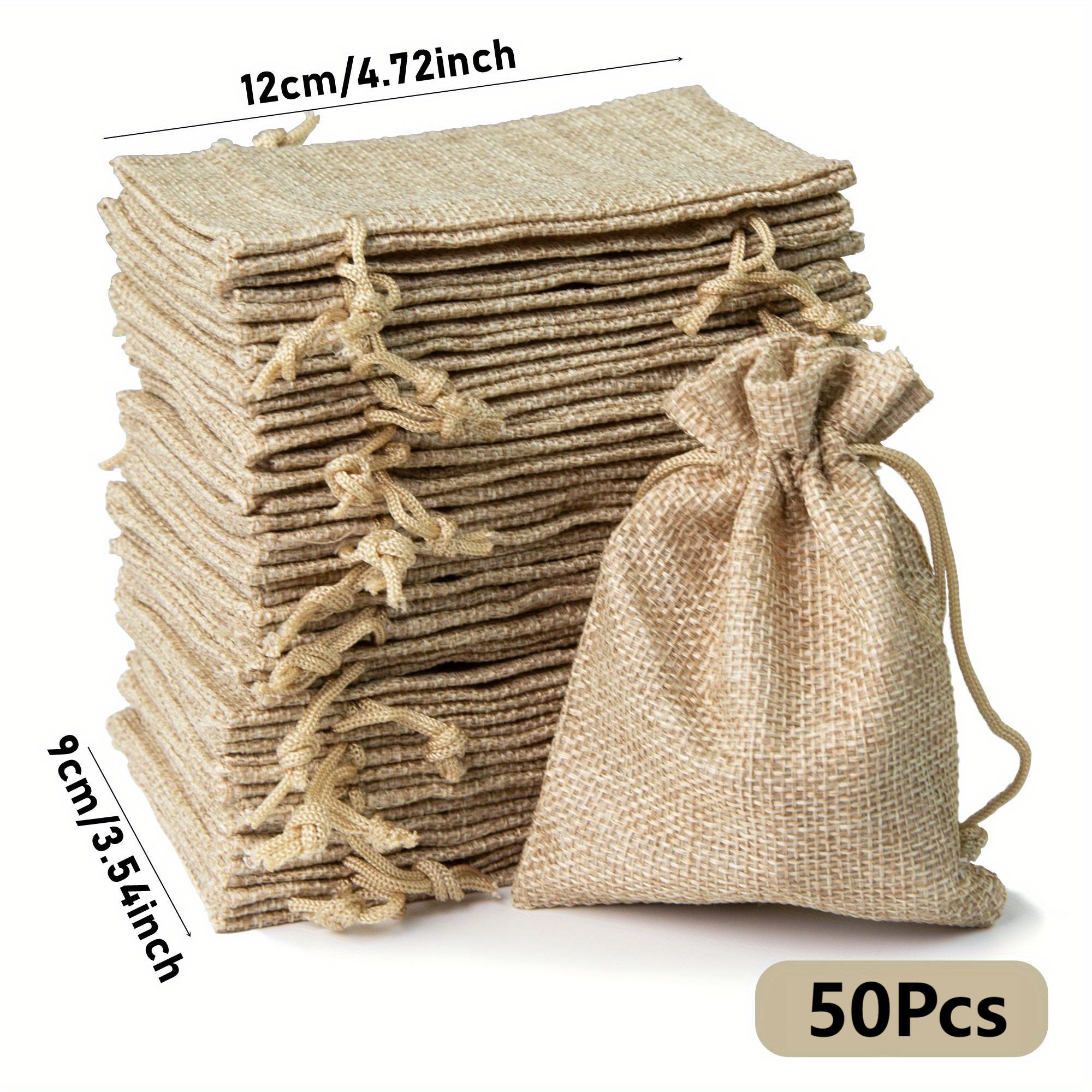 Natural Jute Drawstring Bags 50pcs ¨C Multipurpose Gift Pouches for Party Favors, Wedding, Packaging & Storage