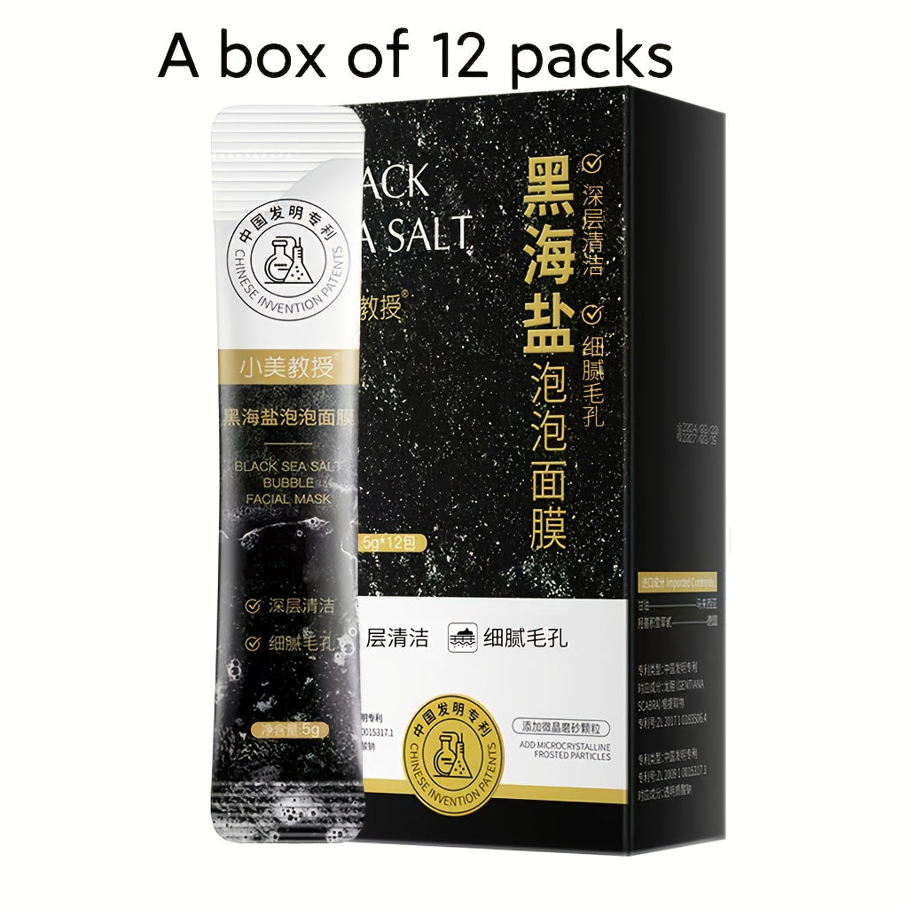 Black Sea Salt Bubble Mask with Nicotinamide, Moisturizing Foam Mud Mask Alcohol-Free for All Skin Types, Unisex Deep Cleansing Pore Purifying Face Mask ¨C Individual Portable Packs for Travel (12/24/36 Pack)
