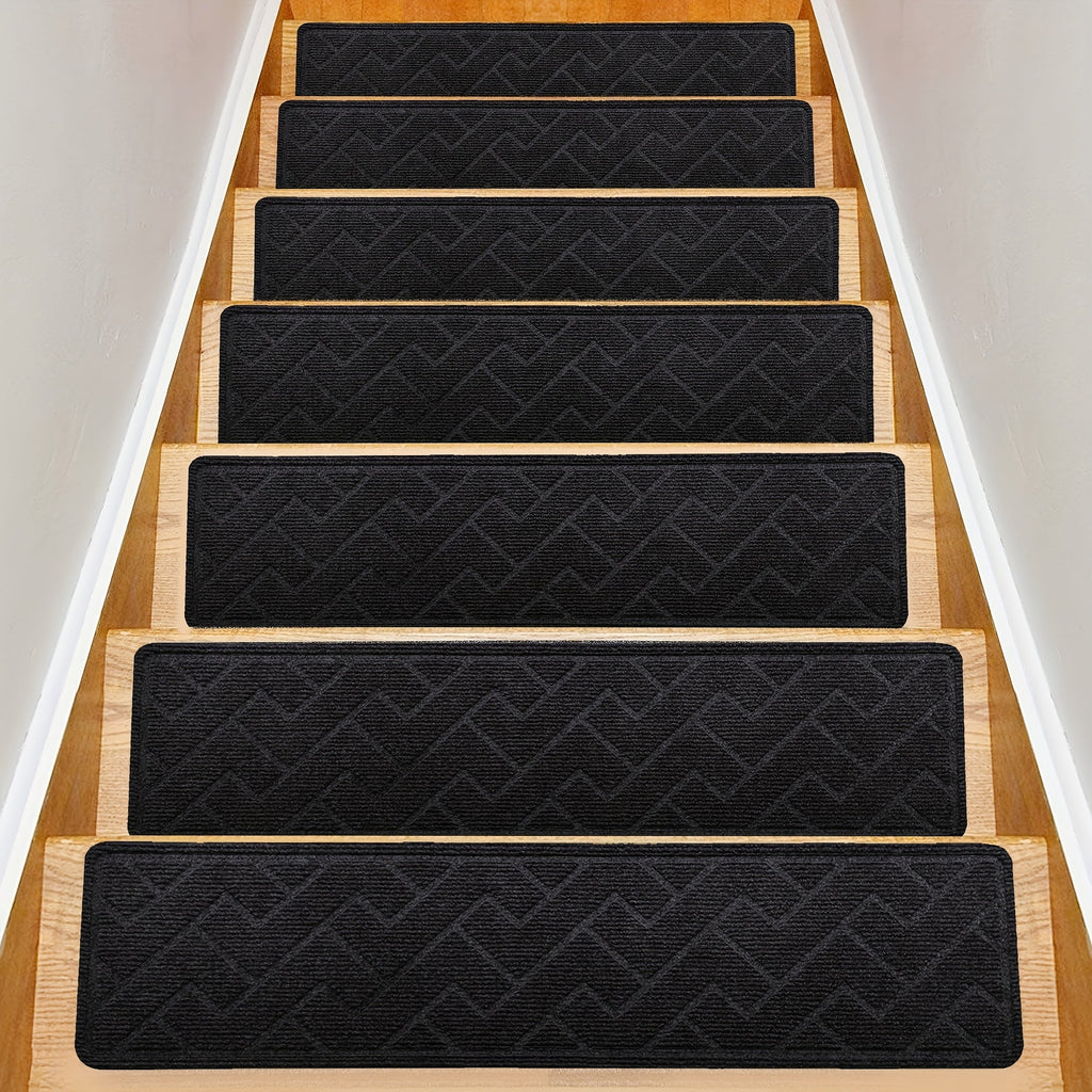 Non-Slip Stair Treads 15pcs 8¡±x30¡± Self-Adhesive Carpet Pads for Wooden Steps ¨C Washable Polyester Indoor Stair Mats for Safety, Anti-Slip Step Covers in Multiple Colors