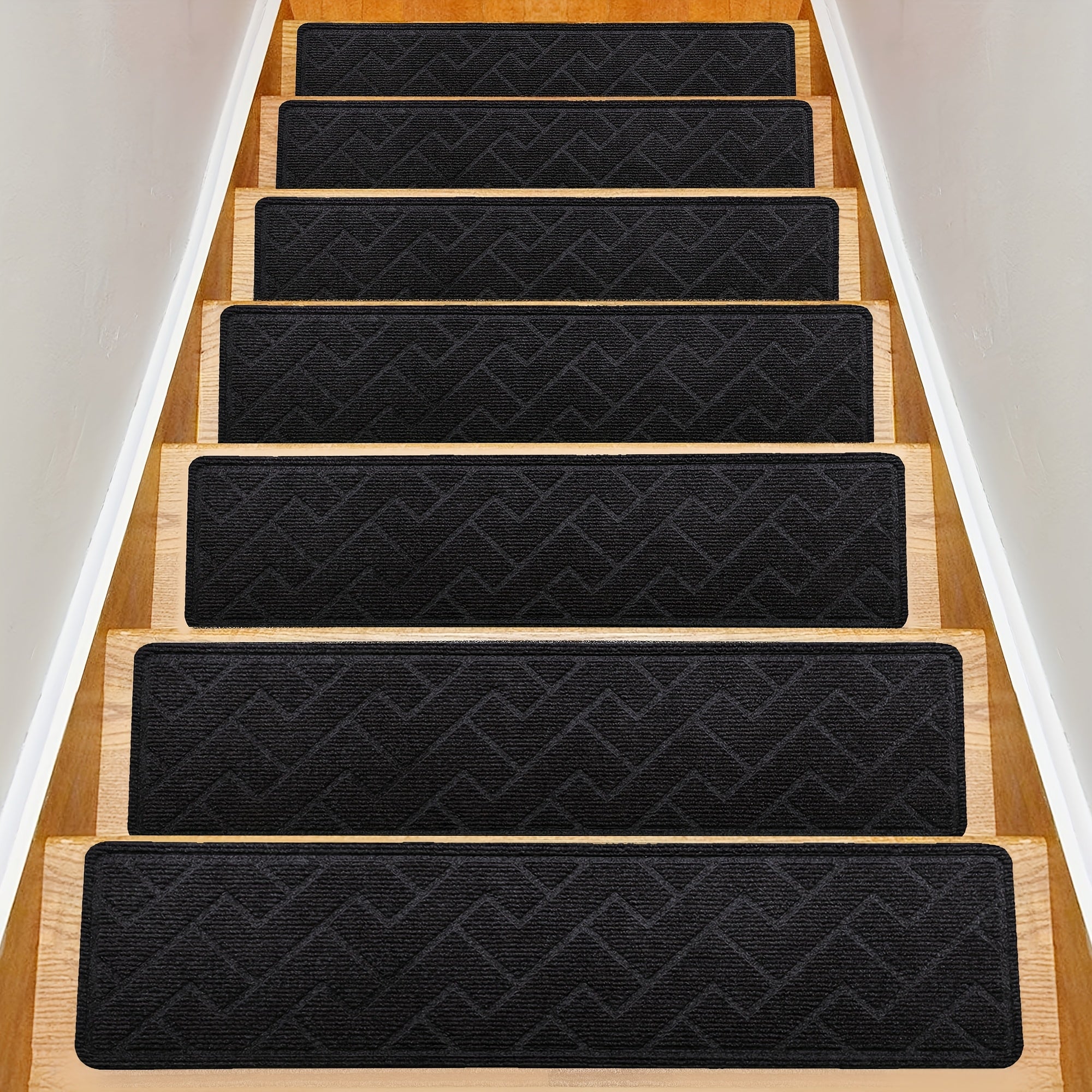 Non-Slip Stair Treads 15pcs 8¡±x30¡± Self-Adhesive Carpet Pads for Wooden Steps ¨C Washable Polyester Indoor Stair Mats for Safety, Anti-Slip Step Covers in Multiple Colors